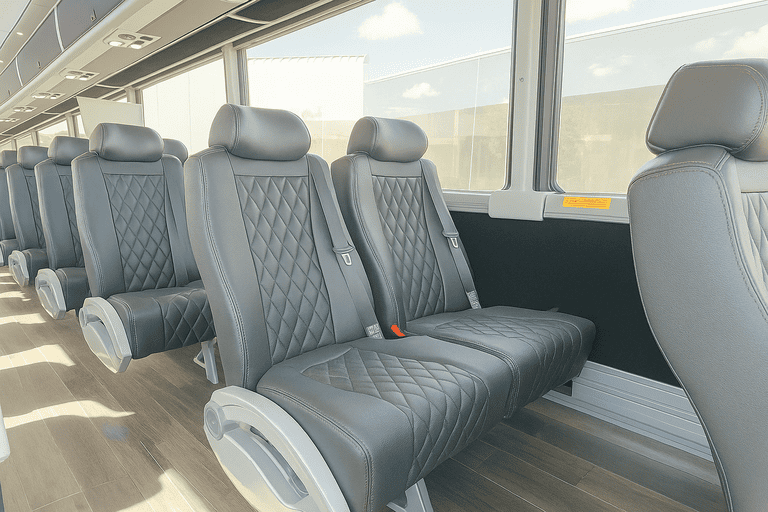 interior of West Palm Beach Coach Bus Service charter bus